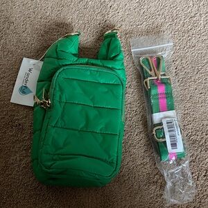 NWT WonderFull Green & Pink Water Crossbody Bag